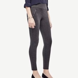 Ann Taylor charcoal gray ponte knit zipper leggings size M